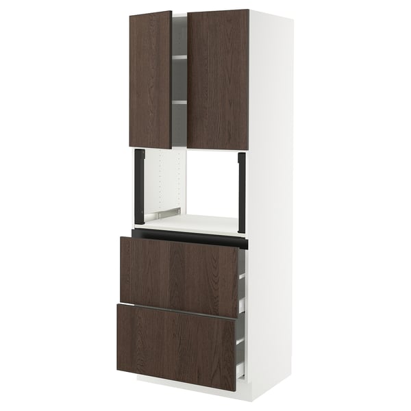 SEKTION / MAXIMERA Armoire haute m-o+2tir/2ptes, blanc/Sinarp brun, 30x24x80 "