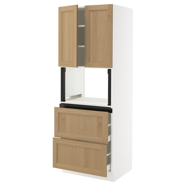 SEKTION / MAXIMERA Armoire haute m-o+2tir/2ptes, blanc/Vedhamn chêne, 30x24x80 "