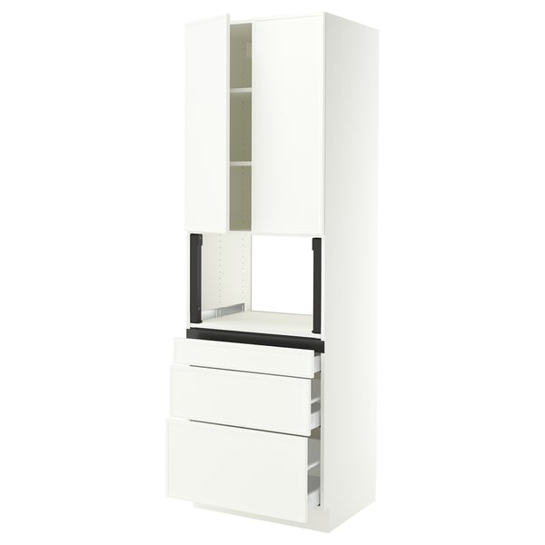 SEKTION / MAXIMERA Armoire haute m-o+3tir/2ptes, blanc/Aspudden blanc mat, 30x24x90 "