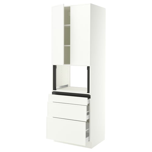 SEKTION / MAXIMERA Armoire haute m-o+3tir/2ptes, blanc/Aspudden blanc mat, 30x24x90 "