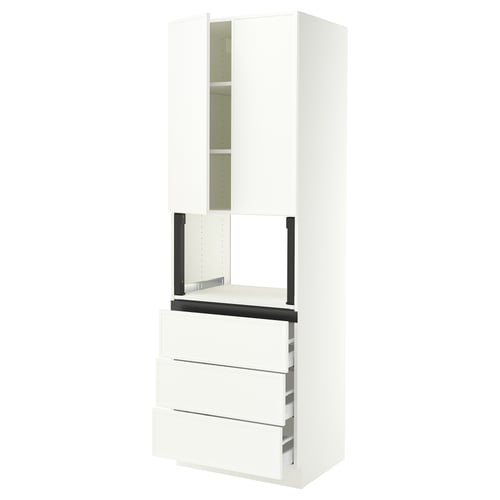 SEKTION / MAXIMERA Armoire haute m-o+3tir/2ptes, blanc/Aspudden blanc mat, 30x24x90 "