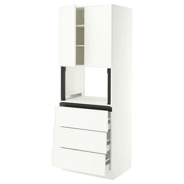 SEKTION / MAXIMERA Armoire haute m-o+3tir/2ptes, blanc/Aspudden blanc mat, 30x24x80 "