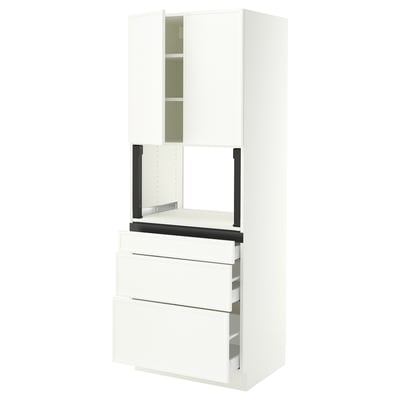 SEKTION / MAXIMERA Armoire haute m-o+3tir/2ptes, blanc/Aspudden blanc mat, 30x24x80 "