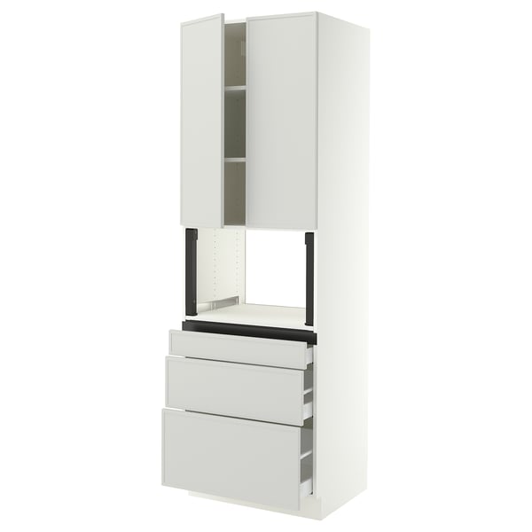 SEKTION / MAXIMERA Armoire haute m-o+3tir/2ptes, blanc/Aspudden gris clair, 30x24x90 "