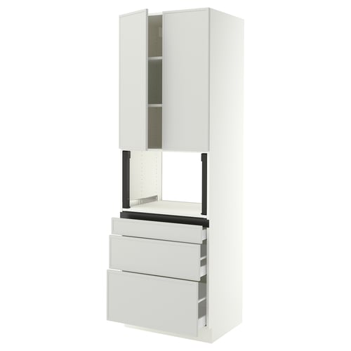 SEKTION / MAXIMERA Armoire haute m-o+3tir/2ptes, blanc/Aspudden gris clair, 30x24x90 "