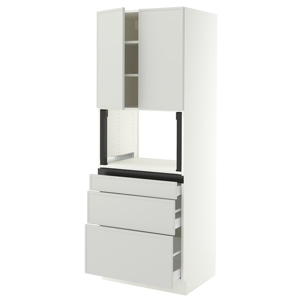 SEKTION / MAXIMERA Armoire haute m-o+3tir/2ptes, blanc/Aspudden gris clair, 30x24x80 "