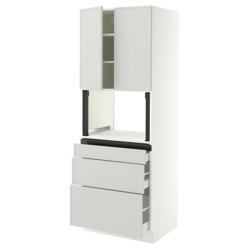 SEKTION / MAXIMERA Armoire haute m-o+3tir/2ptes, blanc/Aspudden gris clair, 30x24x80 "