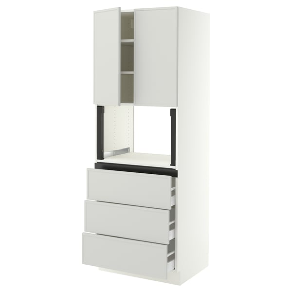 SEKTION / MAXIMERA Armoire haute m-o+3tir/2ptes, blanc/Aspudden gris clair, 30x24x80 "