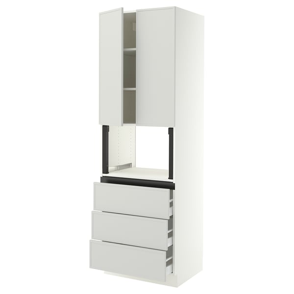 SEKTION / MAXIMERA Armoire haute m-o+3tir/2ptes, blanc/Aspudden gris clair, 30x24x90 "