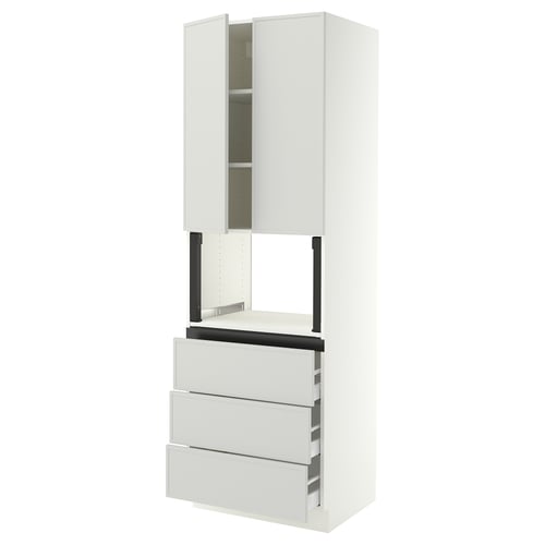 SEKTION / MAXIMERA Armoire haute m-o+3tir/2ptes, blanc/Aspudden gris clair, 30x24x90 "