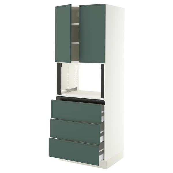 SEKTION / MAXIMERA Armoire haute m-o+3tir/2ptes, blanc/Aspudden gris-vert foncé, 30x24x80 "