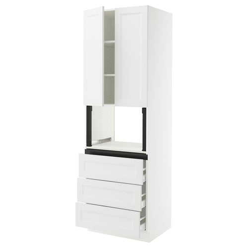 SEKTION / MAXIMERA Armoire haute m-o+3tir/2ptes, blanc/Axstad blanc mat, 30x24x90 "