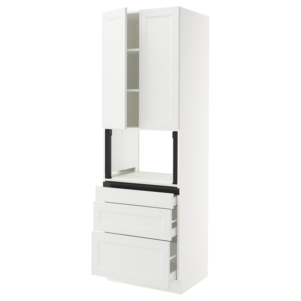 SEKTION / MAXIMERA Armoire haute m-o+3tir/2ptes, blanc/Axstad blanc mat, 30x24x90 "