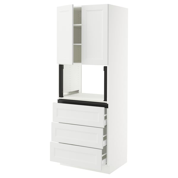 SEKTION / MAXIMERA Armoire haute m-o+3tir/2ptes, blanc/Axstad blanc mat, 30x24x80 "