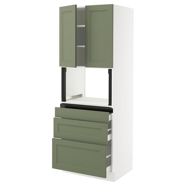 SEKTION / MAXIMERA Armoire haute m-o+3tir/2ptes, blanc/Axstad gris-vert, 30x24x80 "