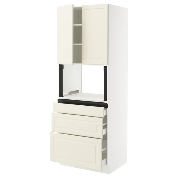 SEKTION / MAXIMERA Armoire haute m-o+3tir/2ptes, blanc/Bodbyn blanc cassé, 30x24x80 "