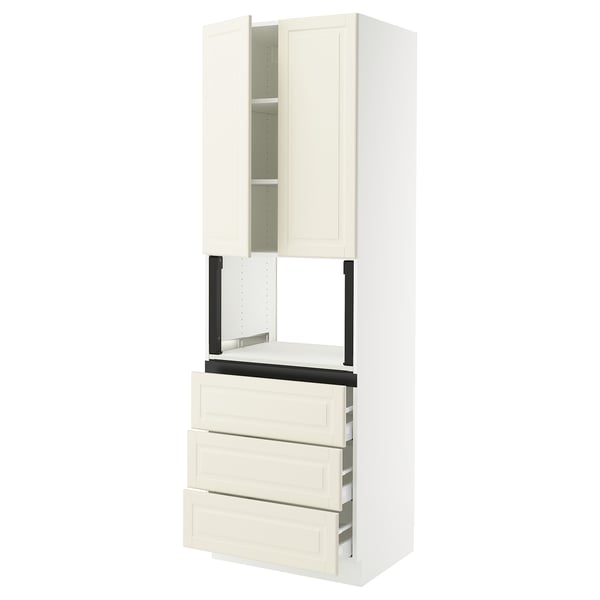 SEKTION / MAXIMERA Armoire haute m-o+3tir/2ptes, blanc/Bodbyn blanc cassé, 30x24x90 "