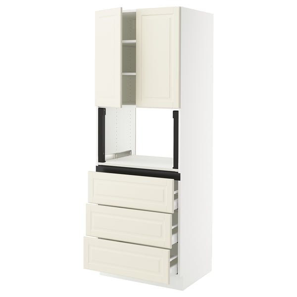 SEKTION / MAXIMERA Armoire haute m-o+3tir/2ptes, blanc/Bodbyn blanc cassé, 30x24x80 "