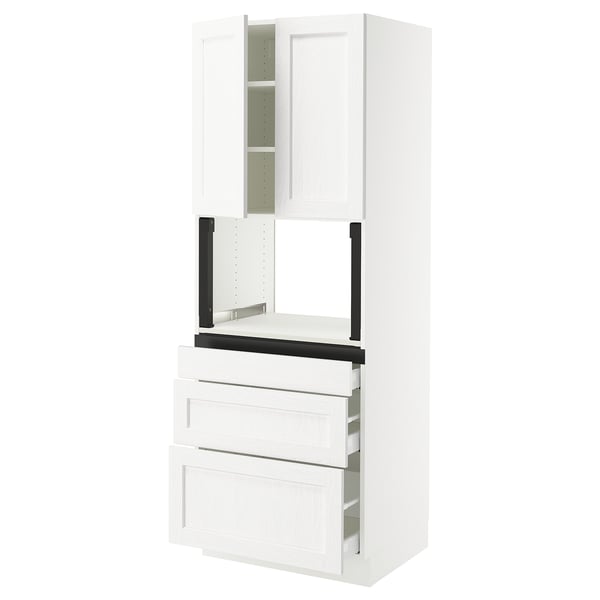 SEKTION / MAXIMERA Armoire haute m-o+3tir/2ptes, blanc Enköping/blanc effet bois, 30x24x80 "
