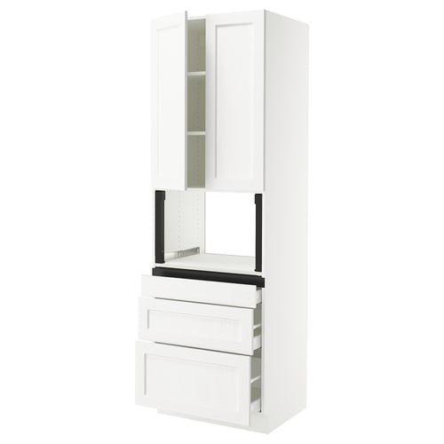 SEKTION / MAXIMERA Armoire haute m-o+3tir/2ptes, blanc Enköping/blanc effet bois, 30x24x90 "
