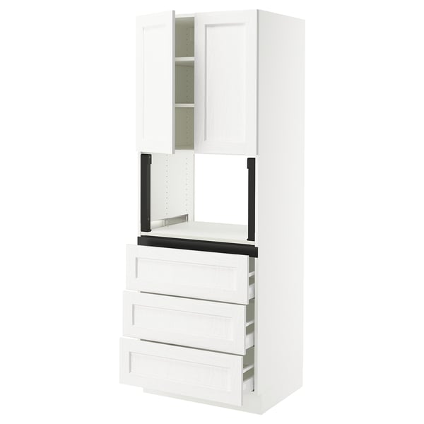 SEKTION / MAXIMERA Armoire haute m-o+3tir/2ptes, blanc Enköping/blanc effet bois, 30x24x80 "