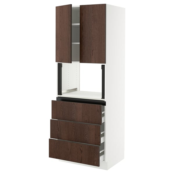 SEKTION / MAXIMERA Armoire haute m-o+3tir/2ptes, blanc/Sinarp brun, 30x24x80 "