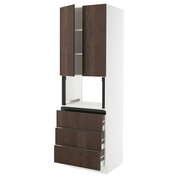 SEKTION / MAXIMERA Armoire haute m-o+3tir/2ptes, blanc/Sinarp brun, 30x24x90 "