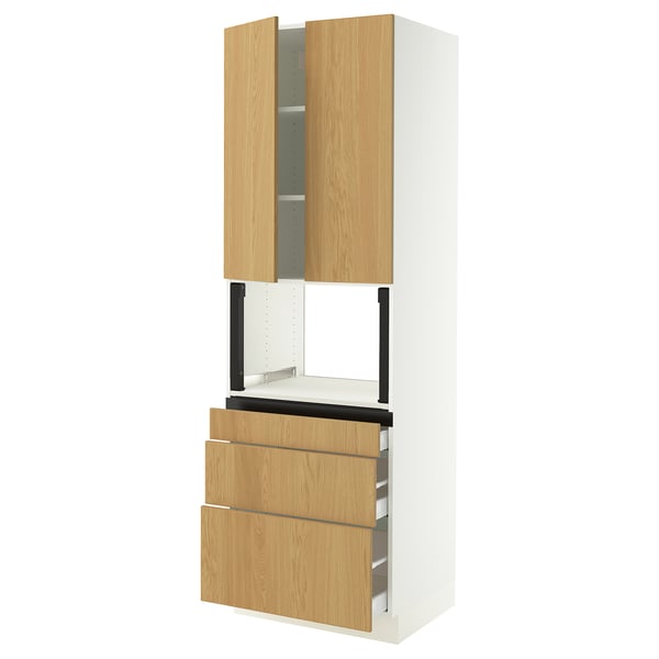 SEKTION / MAXIMERA Armoire haute m-o+3tir/2ptes, blanc/Sinarp chêne plaqué, 30x24x90 "