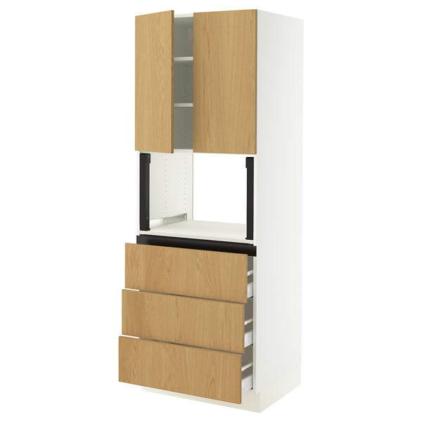 SEKTION / MAXIMERA Armoire haute m-o+3tir/2ptes, blanc/Sinarp chêne plaqué, 30x24x80 "