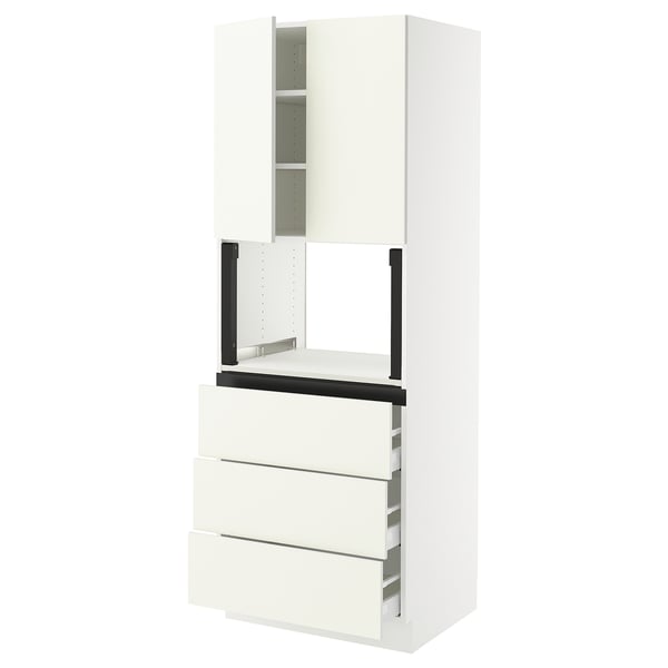 SEKTION / MAXIMERA Armoire haute m-o+3tir/2ptes, blanc/Vallstena blanc, 30x24x80 "