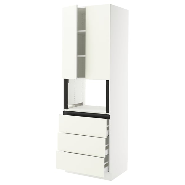 SEKTION / MAXIMERA Armoire haute m-o+3tir/2ptes, blanc/Vallstena blanc, 30x24x90 "