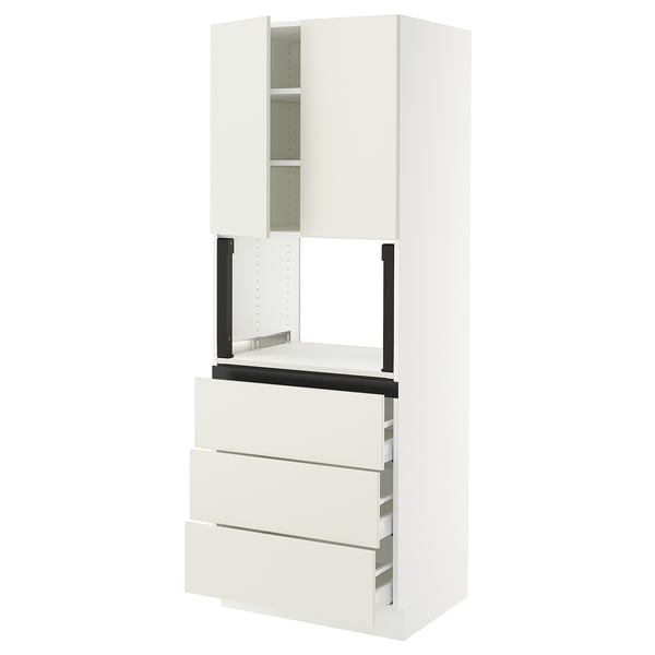 SEKTION / MAXIMERA Armoire haute m-o+3tir/2ptes, blanc/Veddinge blanc, 30x24x80 "