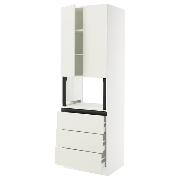 SEKTION / MAXIMERA Armoire haute m-o+3tir/2ptes, blanc/Veddinge blanc, 30x24x90 "