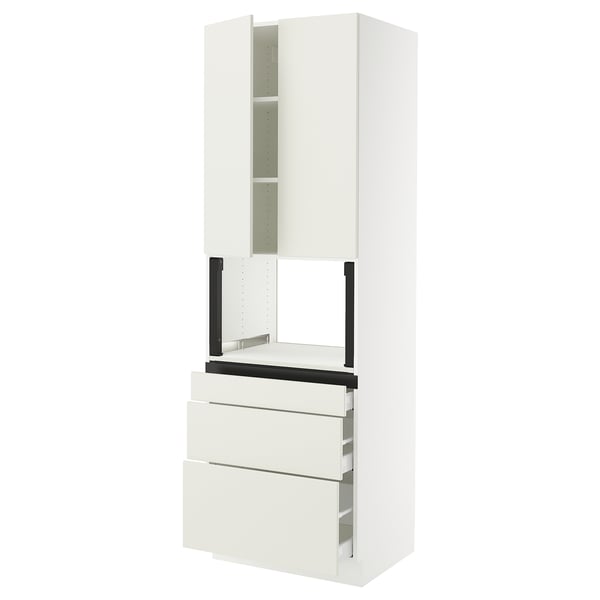 SEKTION / MAXIMERA Armoire haute m-o+3tir/2ptes, blanc/Veddinge blanc, 30x24x90 "