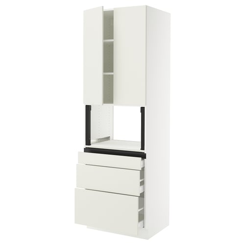 SEKTION / MAXIMERA Armoire haute m-o+3tir/2ptes, blanc/Veddinge blanc, 30x24x90 "
