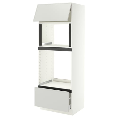 SEKTION / MAXIMERA Armoire haute m-o/four+tir/pte, blanc/Aspudden gris clair, 30x24x80 "