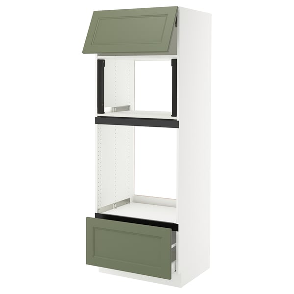 SEKTION / MAXIMERA Armoire haute m-o/four+tir/pte, blanc/Axstad gris-vert, 30x24x80 "