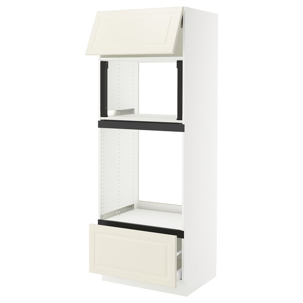 SEKTION / MAXIMERA Armoire haute m-o/four+tir/pte, blanc/Bodbyn blanc cassé, 30x24x80 "