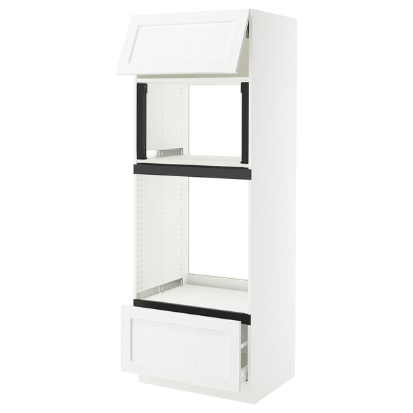 SEKTION / MAXIMERA Armoire haute m-o/four+tir/pte, blanc Enköping/blanc effet bois, 30x24x80 "