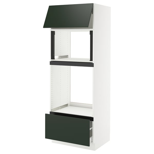 SEKTION / MAXIMERA Armoire haute m-o/four+tir/pte, blanc/Havstorp vert profond, 30x24x80 "