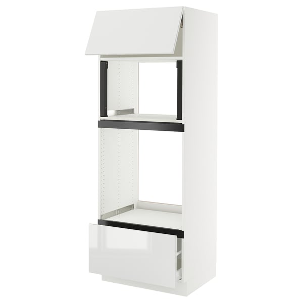 SEKTION / MAXIMERA Armoire haute m-o/four+tir/pte, blanc/Ringhult blanc, 30x24x80 "