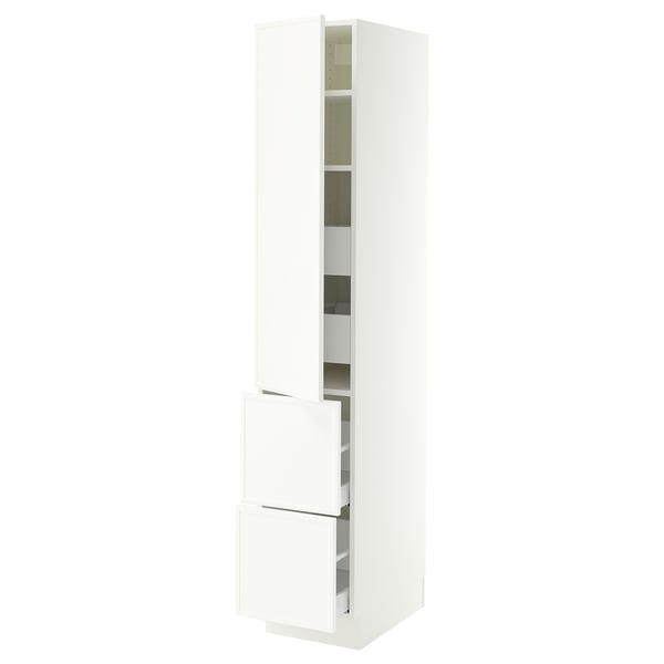 SEKTION / MAXIMERA Armoire haute porte/2 faces/4 tir, blanc/Aspudden blanc mat, 15x24x80 "