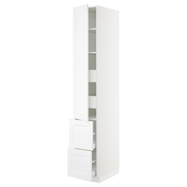 SEKTION / MAXIMERA Armoire haute porte/2 faces/4 tir, blanc/Axstad blanc mat, 15x24x90 "
