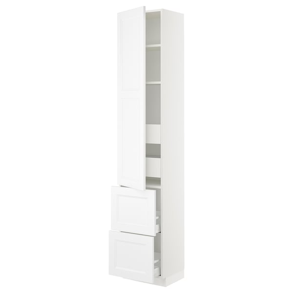 SEKTION / MAXIMERA Armoire haute porte/2 faces/4 tir, blanc/Axstad blanc mat, 18x15x90 "