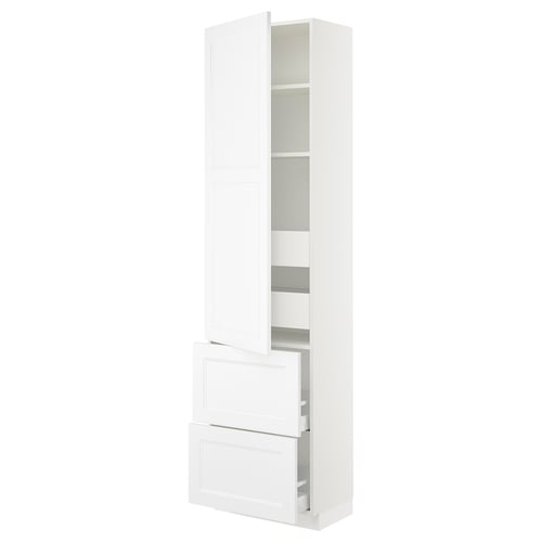 SEKTION / MAXIMERA Armoire haute porte/2 faces/4 tir, blanc/Axstad blanc mat, 24x15x90 "