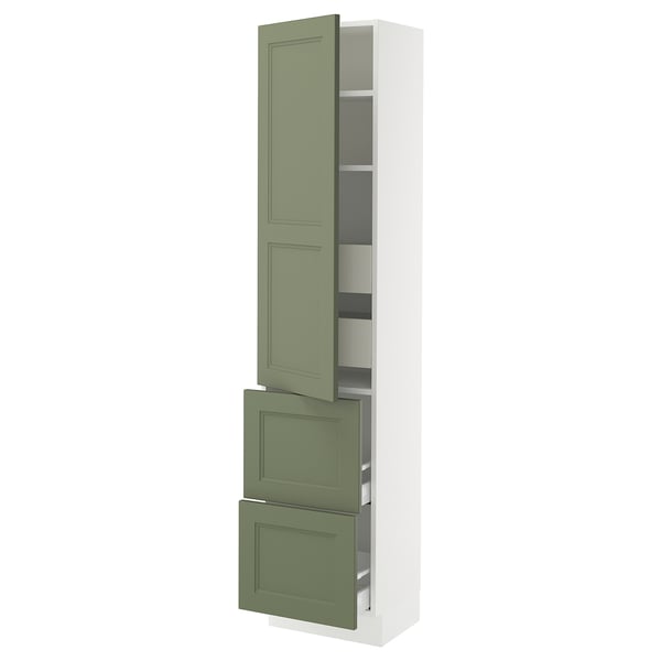 SEKTION / MAXIMERA Armoire haute porte/2 faces/4 tir, blanc/Axstad gris-vert, 18x15x80 "