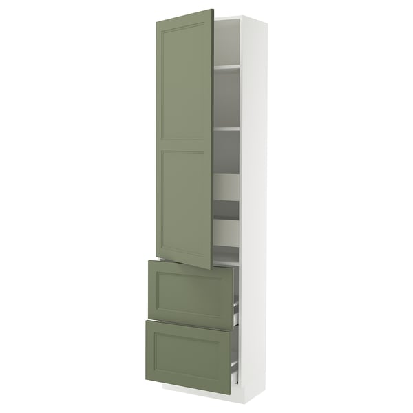 SEKTION / MAXIMERA Armoire haute porte/2 faces/4 tir, blanc/Axstad gris-vert, 24x15x90 "