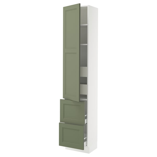 SEKTION / MAXIMERA Armoire haute porte/2 faces/4 tir, blanc/Axstad gris-vert, 18x15x90 "