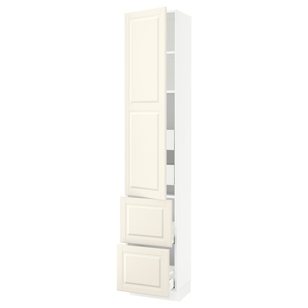 SEKTION / MAXIMERA Armoire haute porte/2 faces/4 tir, blanc/Bodbyn blanc cassé, 18x15x90 "