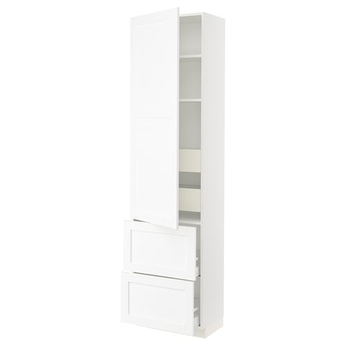 SEKTION / MAXIMERA Armoire haute porte/2 faces/4 tir, blanc Enköping/blanc effet bois, 24x15x90 "